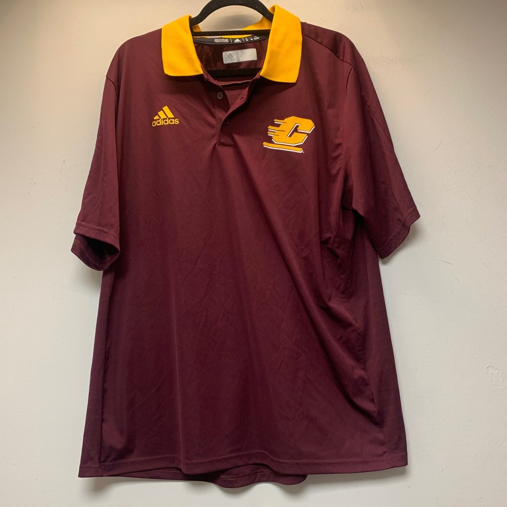 Adidas Central Michigan University Polo Mens XL Maroon Climalite Excellent CMU